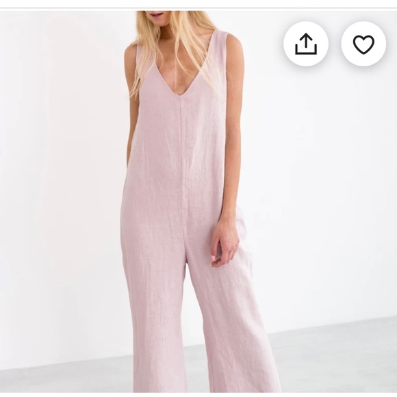 Light Pink Linen Jumpsuit - Picture 2 of 6